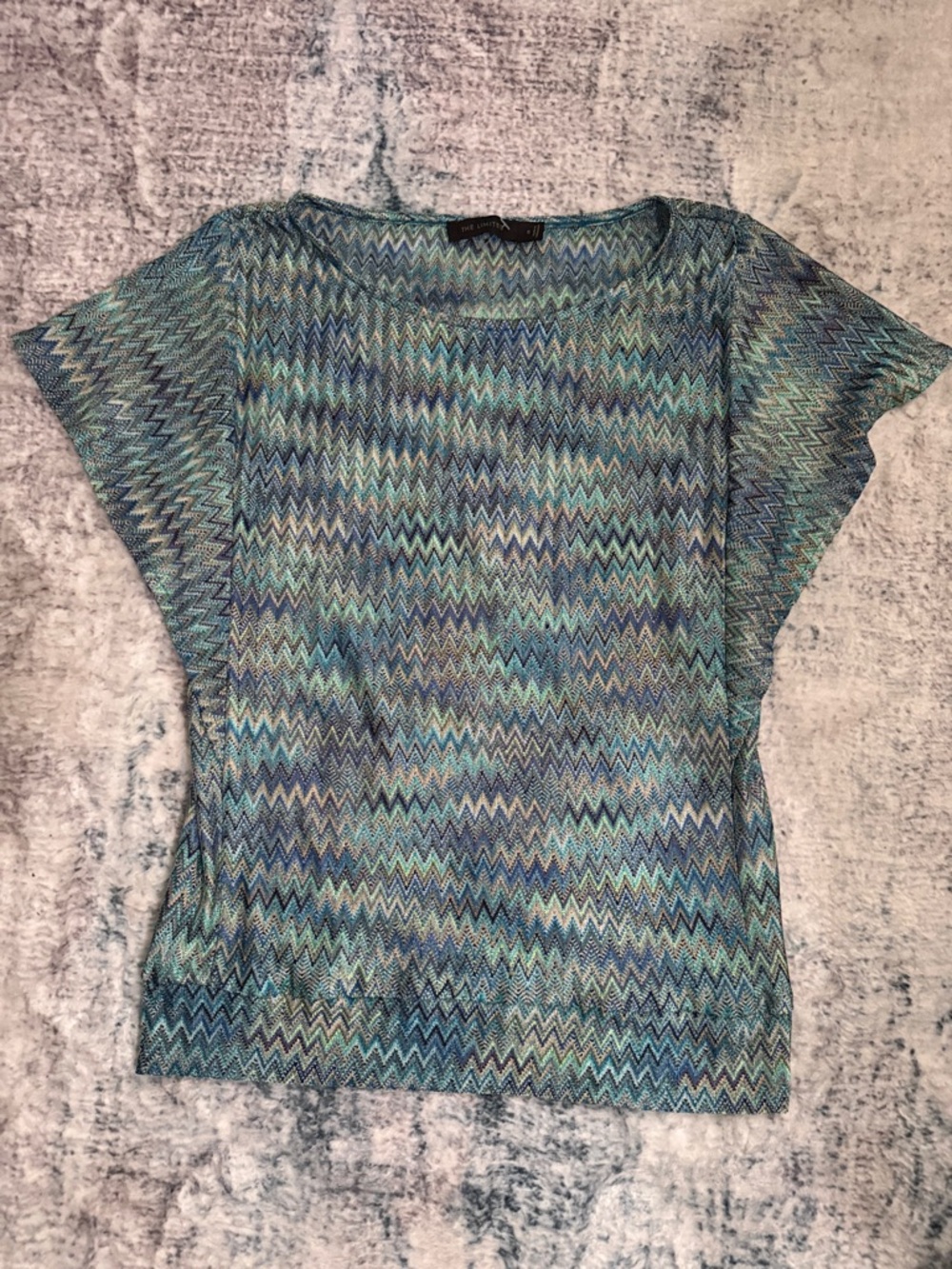 The Limited Chevron Knit Top in Teal & Blue